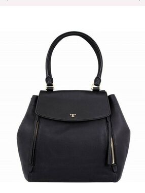 [Like NEW] TORY BURCH Half Moon Black Leather Satchel Large Size Shoulder Bag